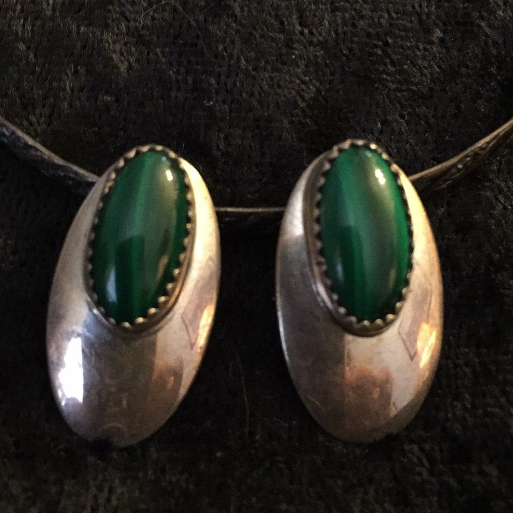 Malachite silver earrings